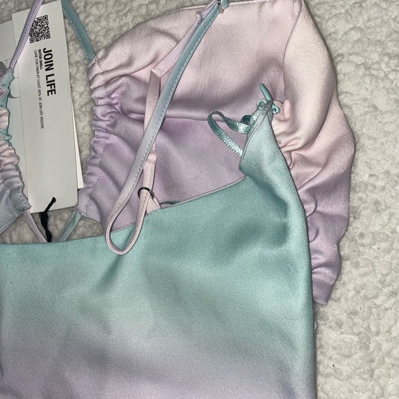 NWT Zara Tie Dye Satin Cut Out Dress - Picture 15 of 16